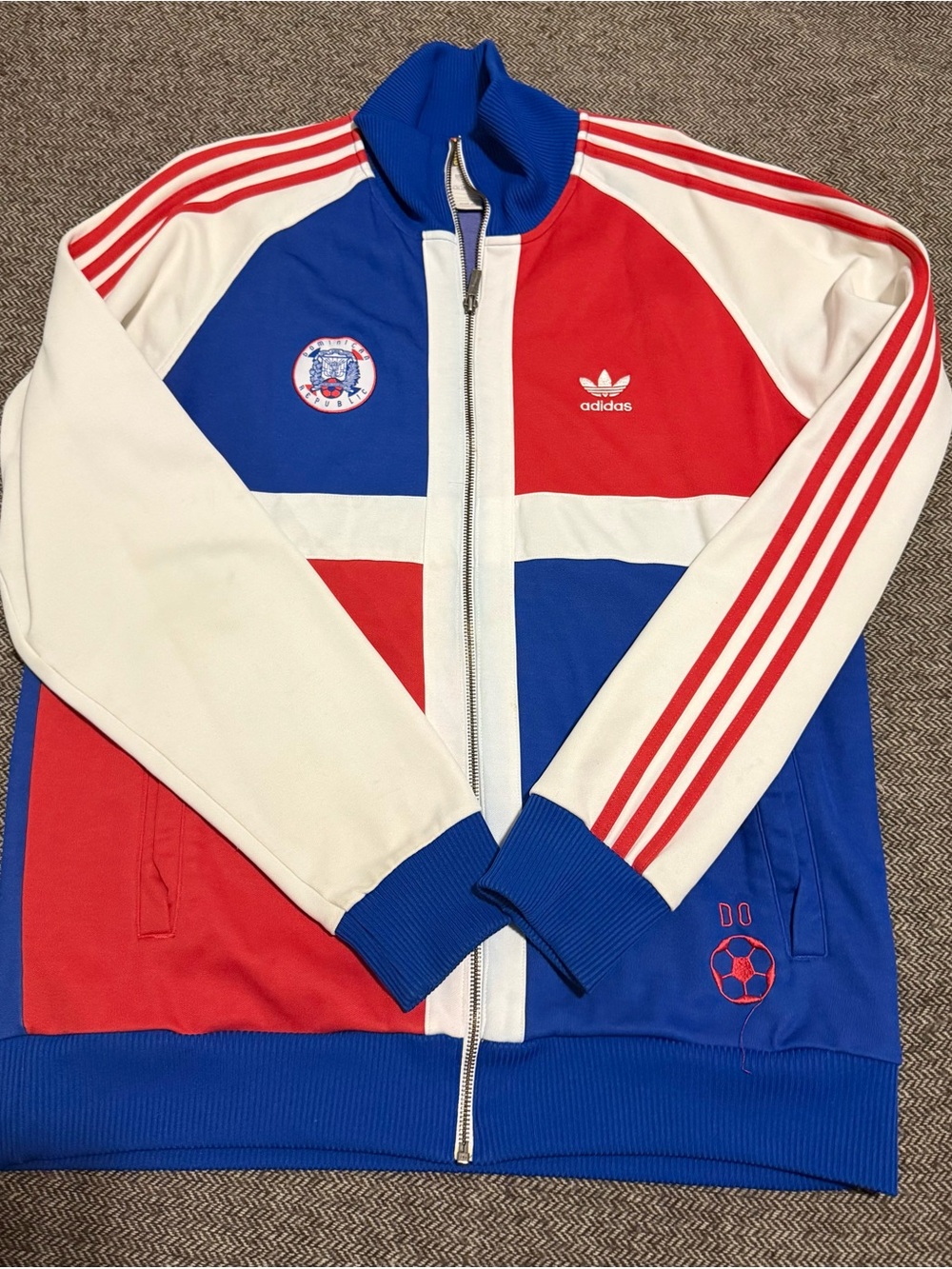 adidas Dominican Republic Red, Blue & White Colorblock Track Jacket